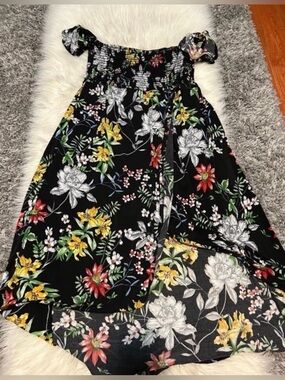 Black Floral Off-Shoulder Dress